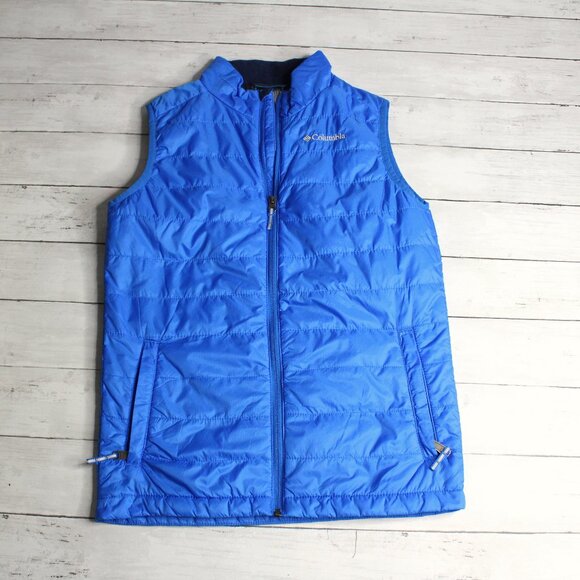 Columbia Blue Sleeveless Puffer Jacket Vest Boy's Size L 14 16 Omni Heat - Picture 1 of 9